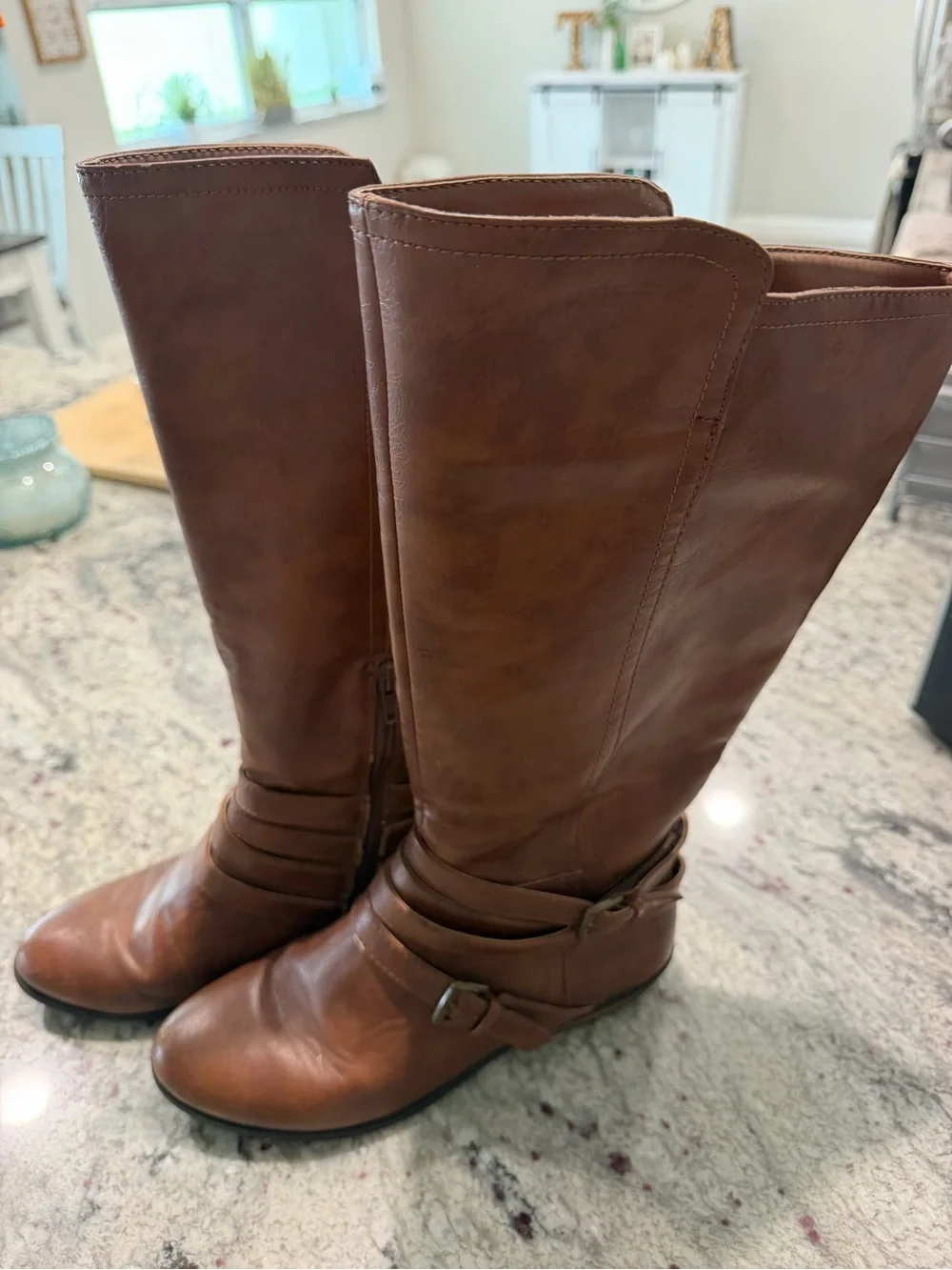 Women's Tall Brown Leather Riding Boots
